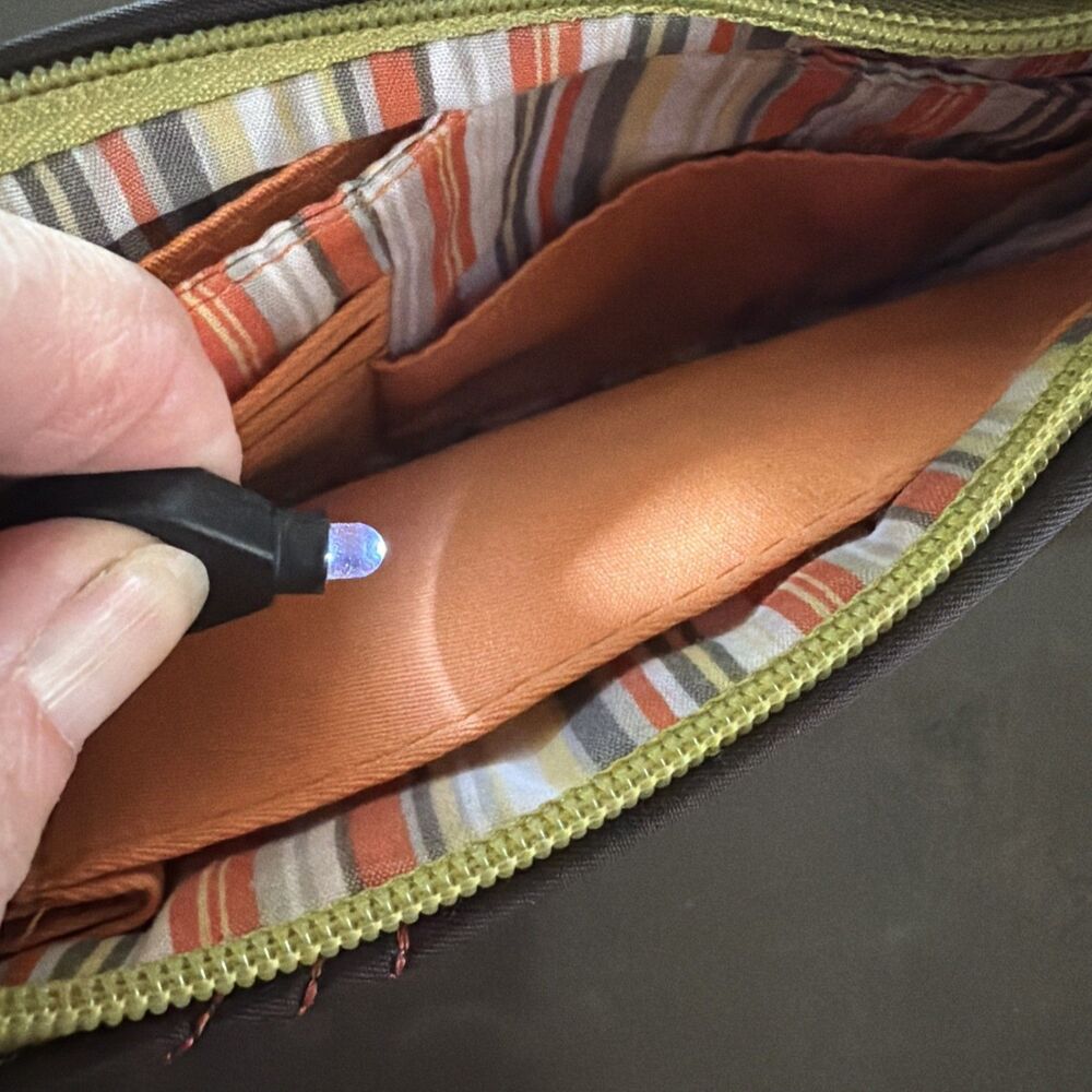 Travelon Brown Floral Nylon Zip Wristlet Clutch Purse RFID Wallet Passport - Picture 6 of 8